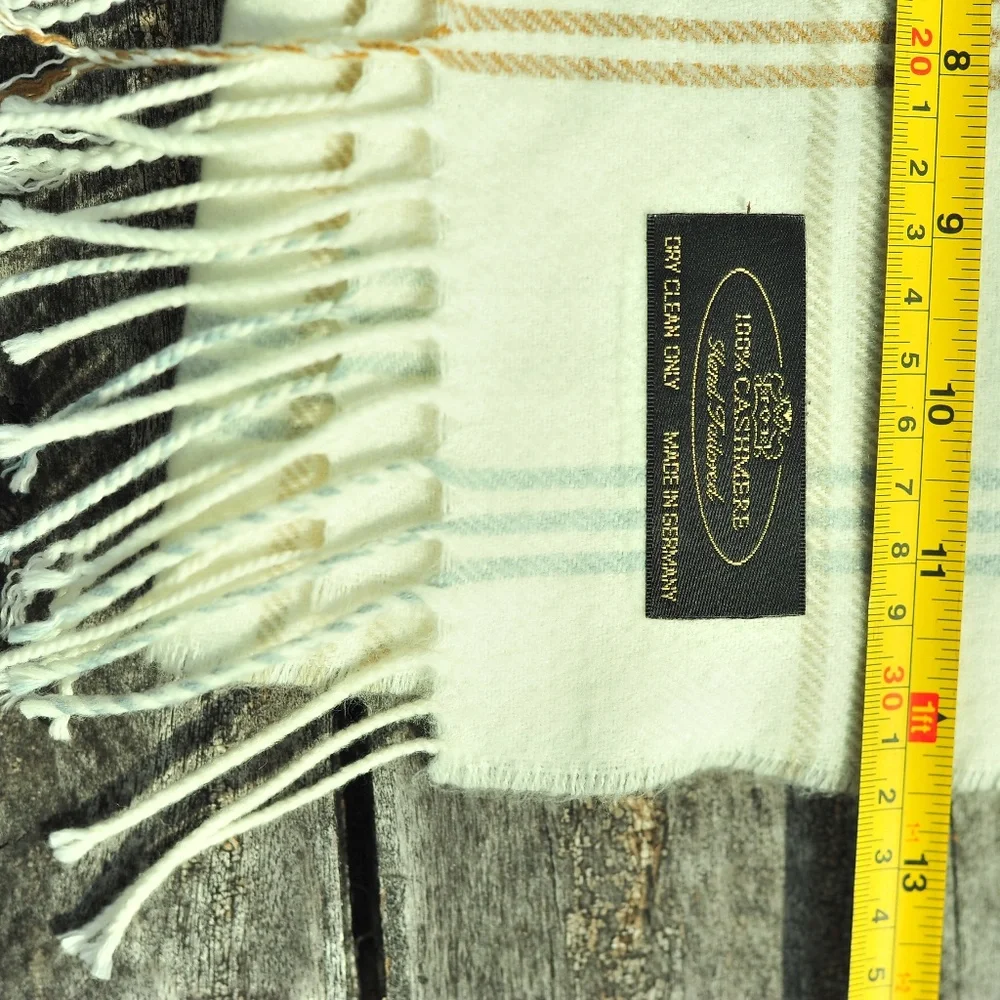 Men's Plaid Luxury Brand's Pattern Fringes 100% Cashmere